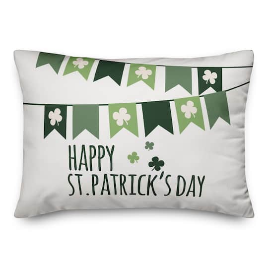 Happy St Pats Banner 14&#x22; x 20&#x22; Throw Pillow
